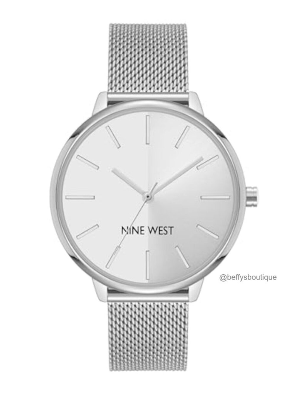 Nine West Women's Mesh Bracelet Watch 40mm Round Analog Quartz Silver-Tone